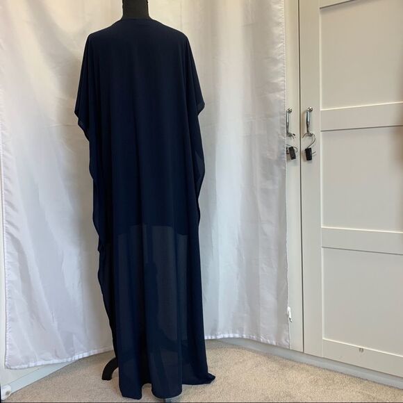 VICI high low asymmetrical short sleeve chiffon navy blue dress Sz M NWOT - Picture 8 of 13